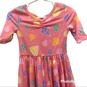 NWT DotDotSmile toddler dress size 12/24m pink diamond print ballerina style